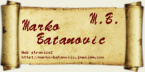 Marko Batanović vizit kartica